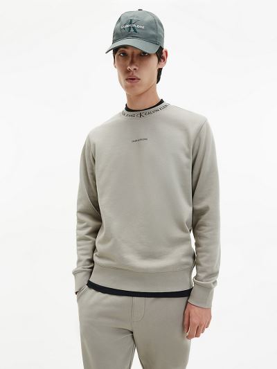 Calvin Klein Ruhák HU834674 | Calvin Klein Organic Cotton Logo Collar Férfi Pulóver Skin Color